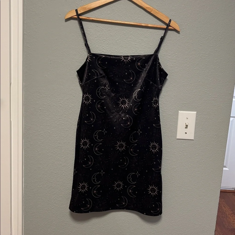 Urban Outfitters Mini Dress Black Dress with Starry Design Size: Medium - Picture 2 of 5